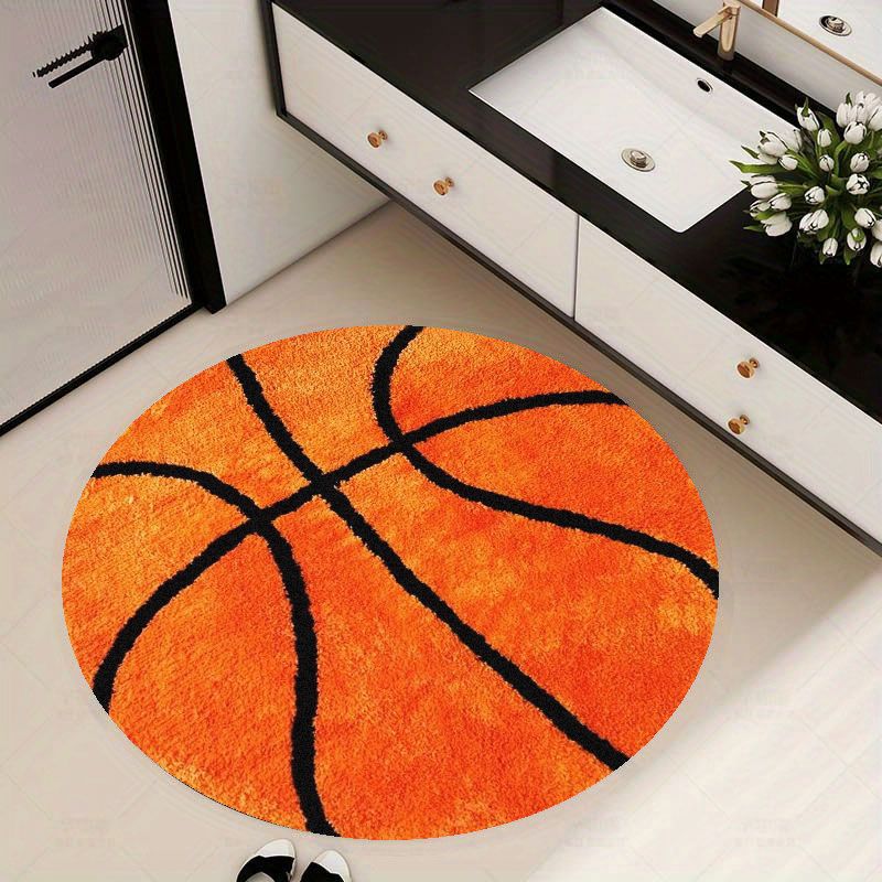 Home Gym For Kids - Tappeto Rotondo con Motivo Basket, Morbido
