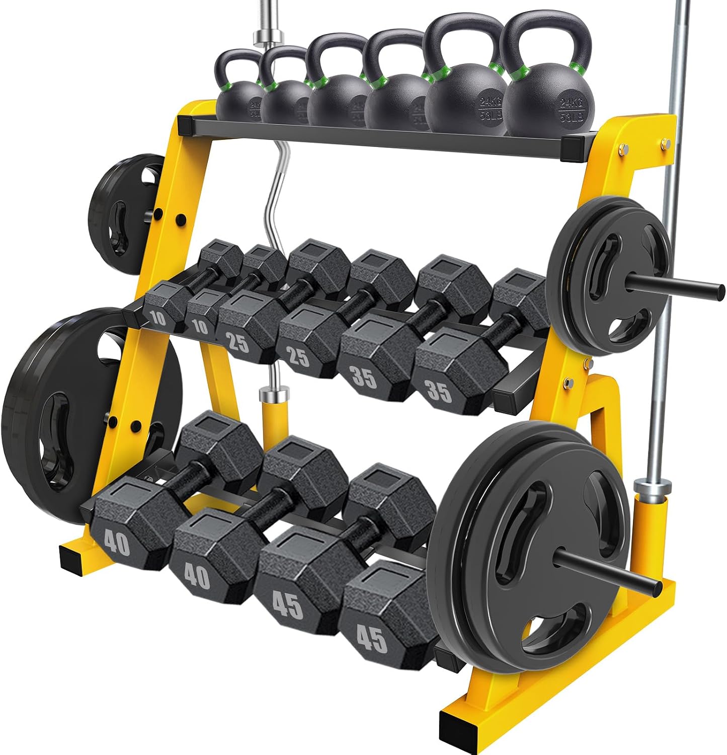 Supporto per manubri a tre liv - Home Gym Yellow recensione e prezzo