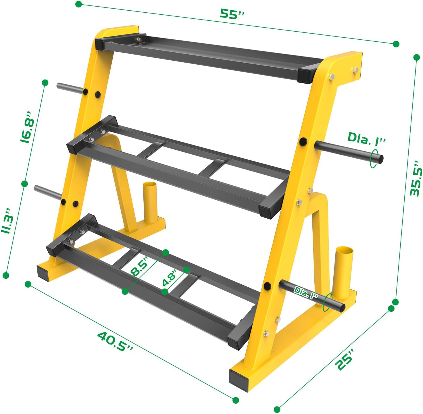 Supporto per manubri a tre liv - Home Gym Yellow recensione e prezzo
